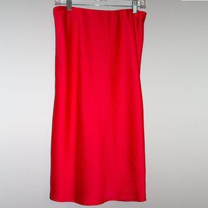 LIV Los Angeles Satin Red Midi Skirt